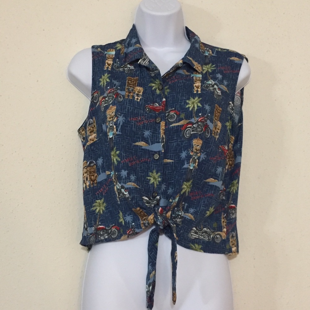 SOLD| 🗿 Harley Davidson Tiki Button Down